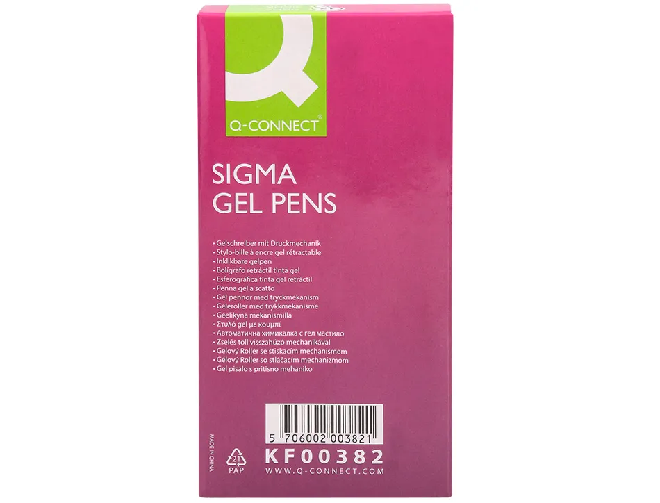 Stylo-bille q-connect sigma écriture moyenne 0.5mm encre gel rétractable corps plastique translucide coloris bleu