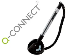 Stylo-bille q-connect sur socle support adhésif chaîne plastique trait 0.7mm encre bleue