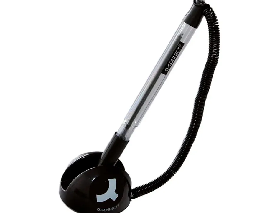 Stylo-bille q-connect sur socle support adhésif chaîne plastique trait 0.7mm encre bleue
