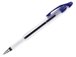 Stylo-bille q-connect transparent trait 0.4mm pointe moyenne 0.7mm encre douce grip caoutchouc coloris bleu