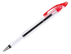 Stylo-bille q-connect transparent trait 0.4mm pointe moyenne 0.7mm encre douce grip caoutchouc coloris rouge