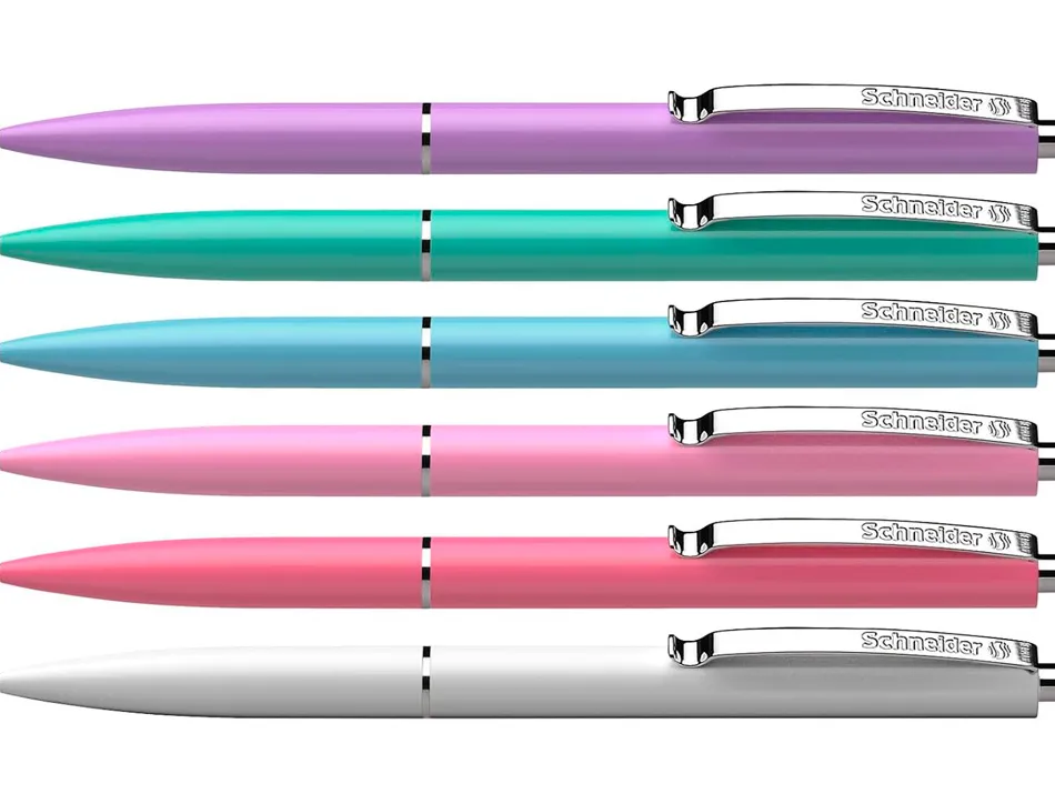 Stylo-bille schneider k15 retractable trait 0,5mm encre bleue clip metal coloris pastel assortis