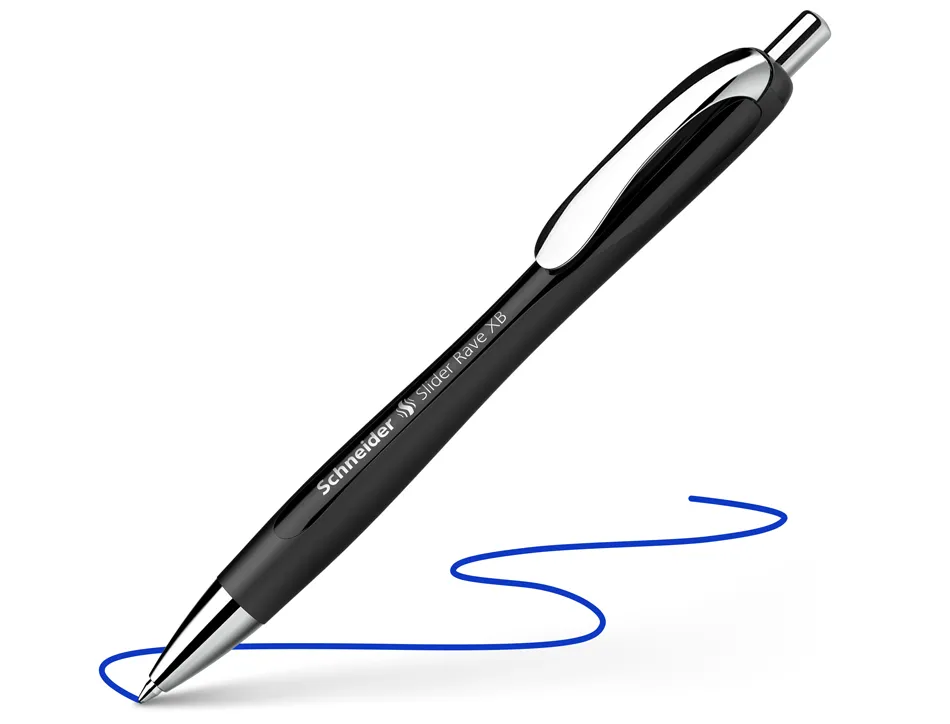 Stylo-bille schneider slider rave xb black edition viscoglide trait extra large encre bleue coloris noir