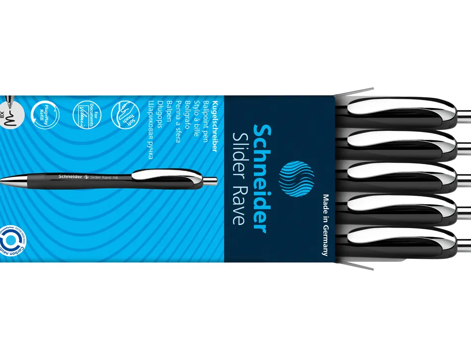 Stylo-bille schneider slider rave xb black edition viscoglide trait extra large encre bleue coloris noir