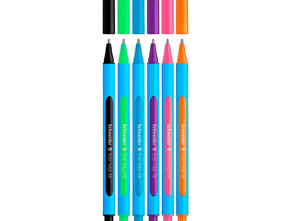 Stylo-bille schneider slider edge xb couleurs assorties pack 6 unites