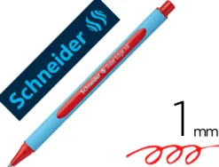 Stylo-bille schneider slider edge écriture large 1mm corps triangulaire caoutchouc viscoglide rouge