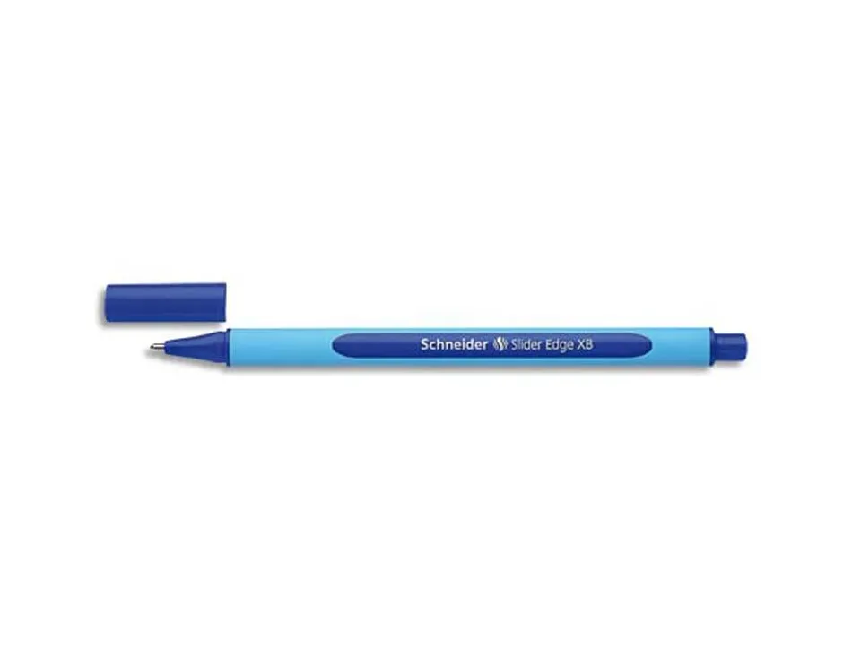 Stylo-bille schneider slider edge écriture large 1mm corps triangulaire caoutchouc viscoglide bleu