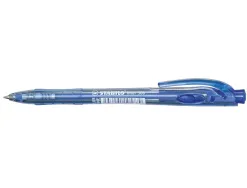 Stylo-bille stabilo liner pointe fine trait 0,38mm retractable grip confortable coloris bleu