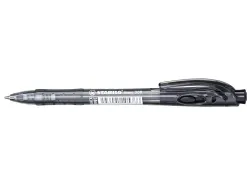 Stylo-bille stabilo liner pointe fine trait 0,38mm retractable grip confortable coloris noir