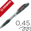 Stylo-bille stabilo marathon retractable autonomie xxl 5,5kmrechargeable pointe moyenne grip antiderapant coloris noir