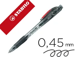 Stylo-bille stabilo marathon retractable autonomie xxl 5,5kmrechargeable pointe moyenne grip antiderapant coloris noir