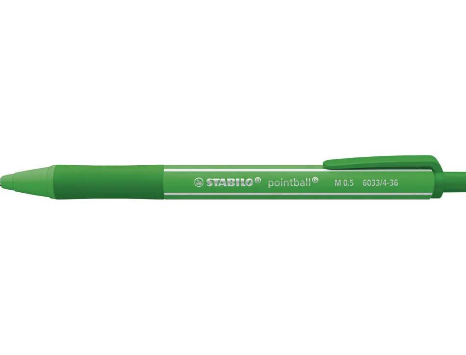 Stylo-bille stabilo pointball colorful 3200m d'ecriture trait 0,5mm retractable grip antiderapant coloris vert