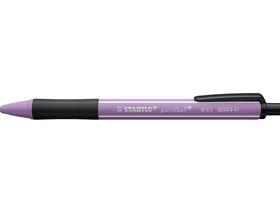 Stylo-bille stabilo pointball wild flowers 3200m d'ecriture trait 0,5mm retractable grip antiderapant mauve glycine