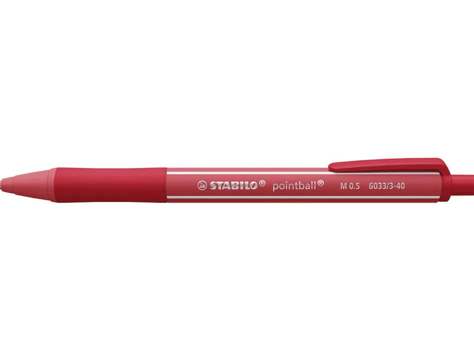 Stylo-bille stabilo pointball colorful 3200m d'ecriture trait 0,5mm retractable grip antiderapant coloris rouge