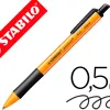 Stylo-bille stabilo pointball plastique recyclé 3500m d'écriture rechargeable rétractable grip antidérapant noir