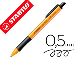 Stylo-bille stabilo pointball plastique recyclé 3500m d'écriture rechargeable rétractable grip antidérapant noir
