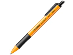 Stylo-bille stabilo pointball plastique recyclé 3500m d'écriture rechargeable rétractable grip antidérapant noir