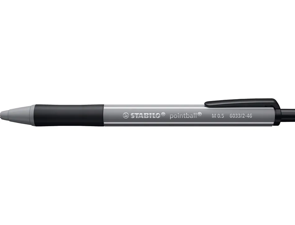 Stylo-bille stabilo pointball colorful 3200m d'ecriture trait 0,5mm retractable grip antiderapant coloris noir