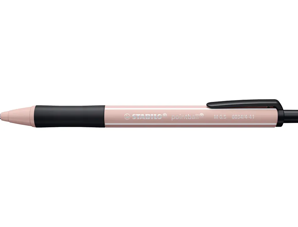 Stylo-bille stabilo pointball wild flowers 3200m d'ecriture trait 0,5mm retractable grip antiderapant rose pivoine