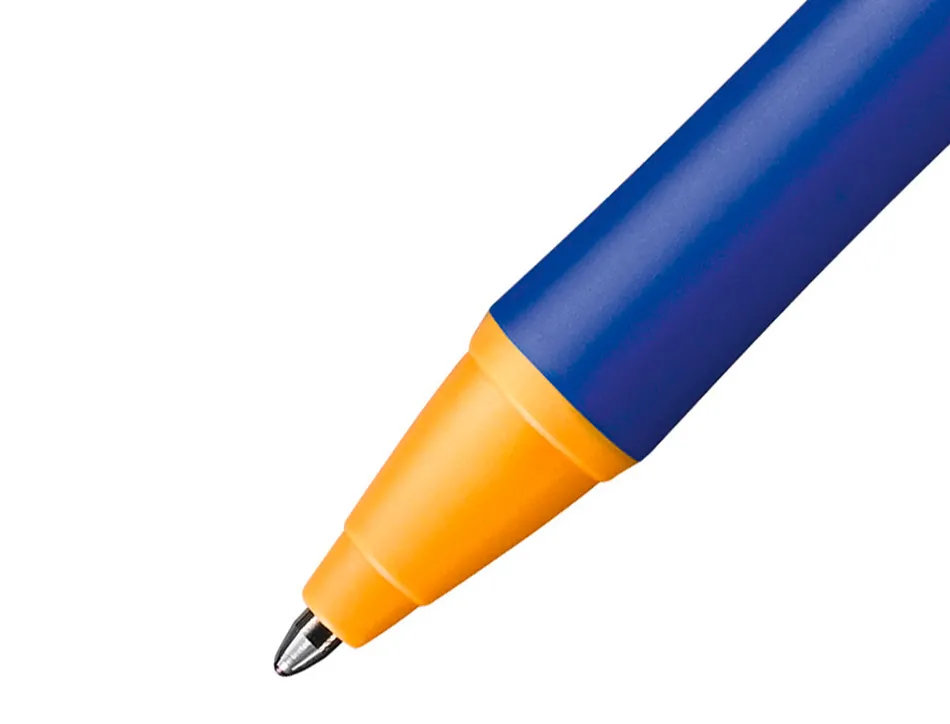 Stylo-bille stabilo pointball plastique recyclé 3500m d'écriture rechargeable rétractable grip antidérapant bleu