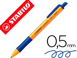 Stylo-bille stabilo pointball plastique recyclé 3500m d'écriture rechargeable rétractable grip antidérapant bleu