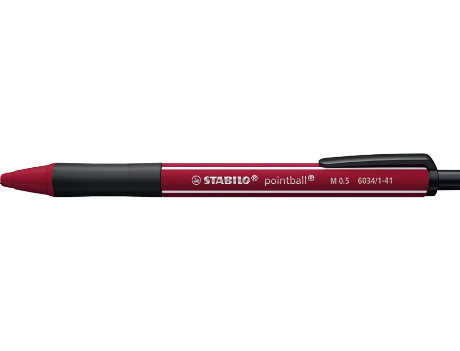 Stylo-bille stabilo pointball wild flowers 3200m d'ecriture trait 0,5mm retractable grip antiderapant rouge dahlia