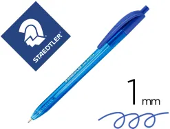Stylo-bille staedtler ball 4230 m triangulaire retractable ergonomique pointe moyenne 1mm coloris bleu