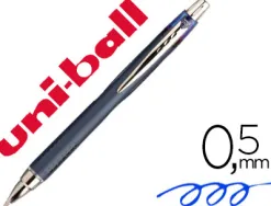 Stylo-bille uniball jetstream rt écriture moyenne 0.5mm encre gel rétractable grip antiglisse agrafe métal coloris bleu