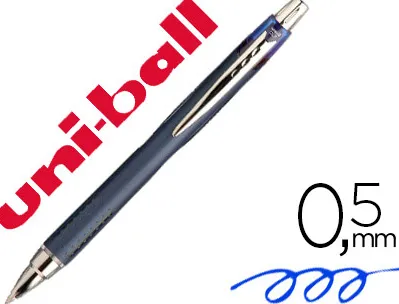 Stylo-bille uniball jetstream rt écriture moyenne 0.5mm encre gel rétractable grip antiglisse agrafe métal coloris bleu