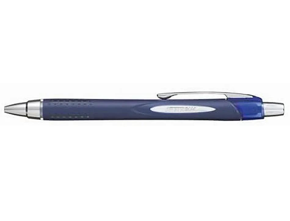 Stylo-bille uniball jetstream rt écriture moyenne 0.5mm encre gel rétractable grip antiglisse agrafe métal coloris bleu