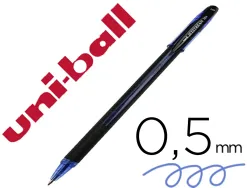 Stylo-bille uniball jetstream 101 pointe moyenne trait 0,5mm encre gel capuchon grip ergonomique coloris bleu