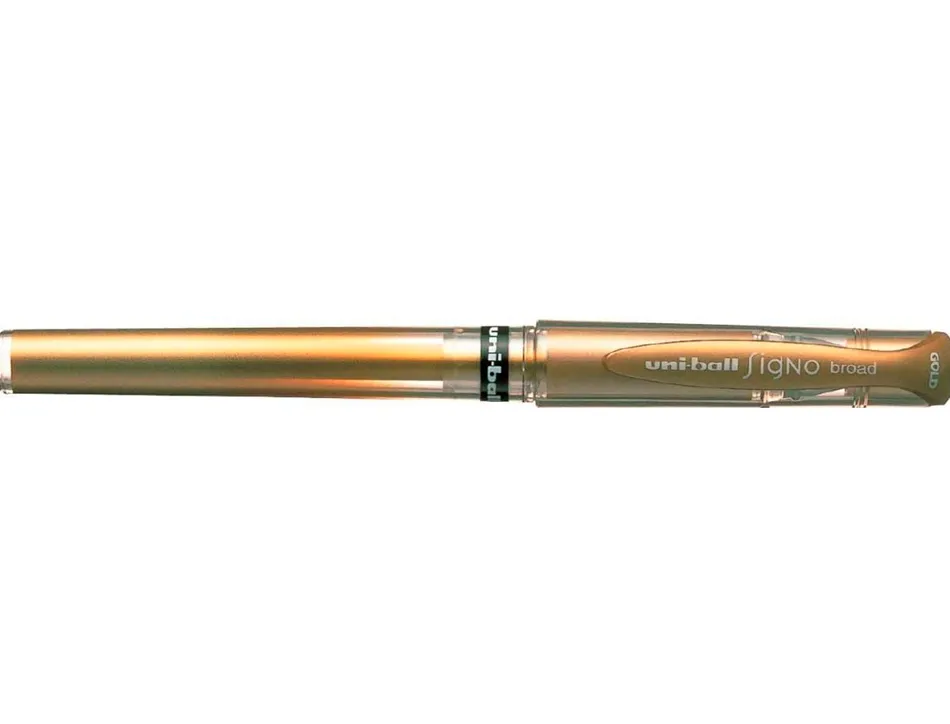 Stylo-bille uniball signo broad écriture large 0.8mm pointe 1mm grip caoutchouc encre gel résistante eau lumière or