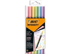 Stylo-feutre bic intensity dual tip mixte standard pastel pack de 6