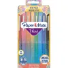 Stylo-feutre paper mate flair original pointe moyenne 1mm longue duree de vie clip metal pochette 16 coloris