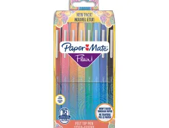 Stylo-feutre paper mate flair original pointe moyenne 1mm longue duree de vie clip metal pochette 16 coloris