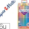 Stylo-feutre paper mate flair tropical pointe moyenne 1mm clip métal moderne corps texture mate boîte de 16 unités