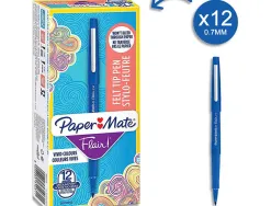 Stylo-feutre paper mate flair original pointe moyenne 1mm longue durée de vie coloris bleu