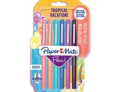 Stylo-feutre paper mate flair original pointe moyenne 1 mm longue durée de vie pochette 6 coloris tropical