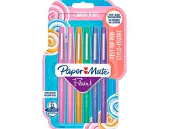 Stylo-feutre paper mate flair original pointe moyenne 1 mm longue durée de vie pochette 6 coloris tropical