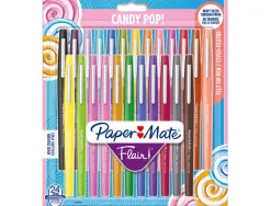 Stylo-feutre paper mate flair original pointe moyenne 1mm longue durée de vie pochette 24 coloris assortis candy pop