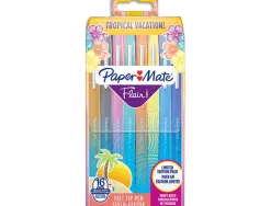 Stylo-feutre paper mate flair tropical pointe moyenne 1mm longue durée de vie pochette 16 coloris assortis