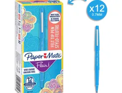 Stylo-feutre paper mate flair original pointe moyenne 1mm longue durée de vie coloris turquoise