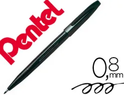 Stylo-feutre pentel sign pen aquarellable écriture large 0.8mm pointe fibre acrylique encre soluble eau coloris noir