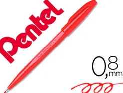Stylo-feutre pentel sign pen aquarellable écriture large 0.8mm pointe fibre acrylique encre soluble eau coloris rouge