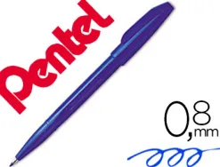 Stylo-feutre pentel sign pen aquarellable écriture large 0.8mm pointe fibre acrylique encre soluble eau coloris bleu