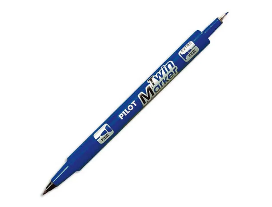 Stylo-feutre pilot twin marker pointe fibre polyester fine 0.4mm et large 0.5mm tous supports coloris bleu