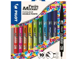Stylo-feutre pilot twin marker pointe extra fine 0,8mm et fine 2mm tous supports coloris assortis