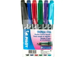 Stylo-feutre pilot v sign pen écriture moyenne 0.6mm pointe fibre polyester encre intense liquide pochette 6 unités