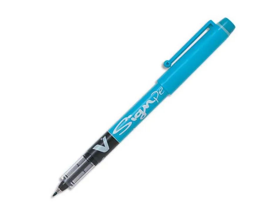 Stylo-feutre pilot v sign pen écriture moyenne 0.6mm pointe fibre polyester encre intense liquide coloris turquoise