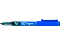 Stylo-feutre pilot v sign pen écriture moyenne 0.6mm pointe fibre polyester encre intense liquide niveau visible bleu